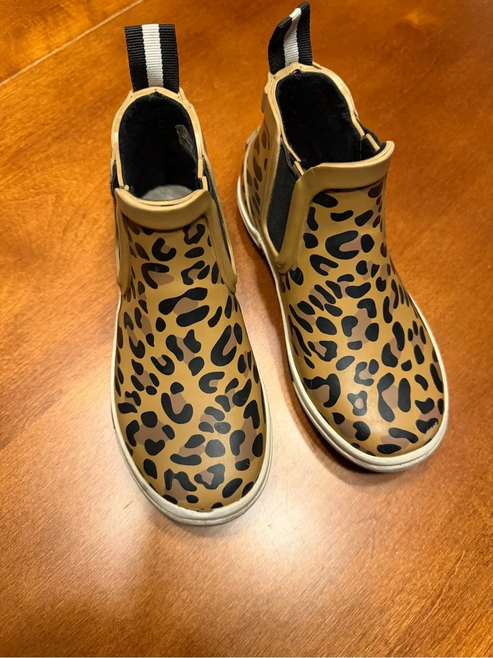 Joules Kids Leopard Chelsea Rain Boots - Tan and Black